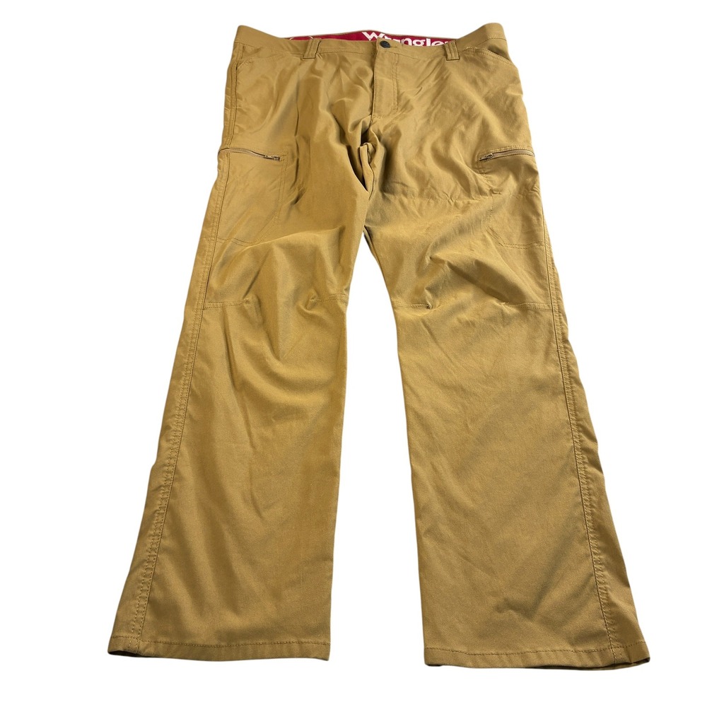 Wrangler Mens Outdoor Utility Hiking Pants 38x30 Khaki Tan Nylon Stretch Hiking